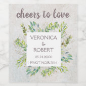 ボホ素朴ユーカリ緑の結婚披露宴 ワインラベル (シングルラベル)