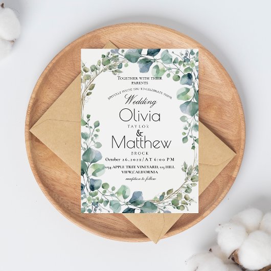 ボホ素朴ユ結婚ーカリプトゥスエレガントな結婚式 招待状