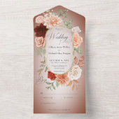 ボホ素朴ラストピーチフローラオーバルラストノディナー オールインワン招待状 (内側)