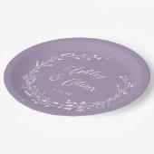 ボホ素朴ラベンダーワイルドフラワー結婚ズ ペーパープレート (アングル)