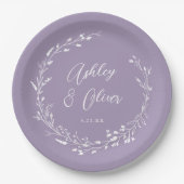 ボホ素朴ラベンダーワイルドフラワー結婚ズ ペーパープレート (正面)