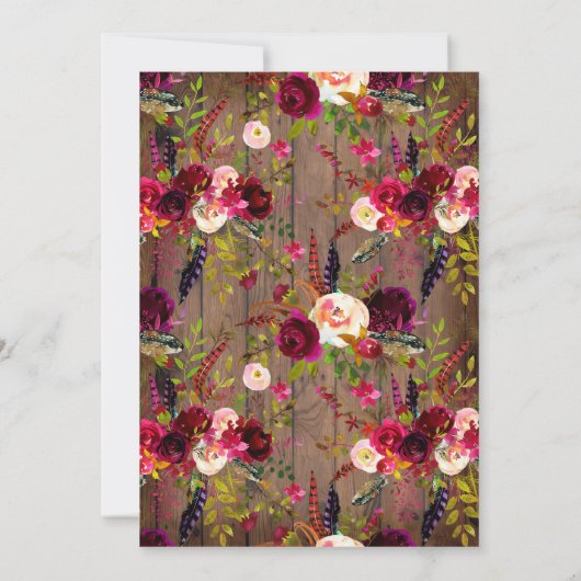 ボホ素朴リハーサルディナーとフローラ〔雄ジカの〕枝角 招待状 (裏面)