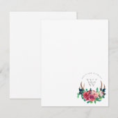 ボホ素朴レッドフローラスタン〔雄ジカの〕枝角モノグラム ノートカード (正面/裏面)