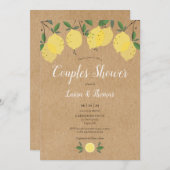 ボホ素朴レモングリーナリーカップルのシャワー 招待状 (正面/裏面)