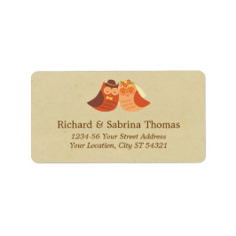 ボホ素朴ロベバードフクロウ結婚カップル ラベル