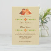 ボホ素朴ロベバードフクロウ結婚カップル 招待状 (スタンド正面)