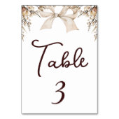 ボホ素朴ロマンチックエレガントアイボリーボウテーブルカード テーブルナンバー (裏面)