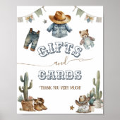 ボホ素朴ワイルドウェスト男の子の赤ちゃんシャワーのギフトサイン ポスター (正面)