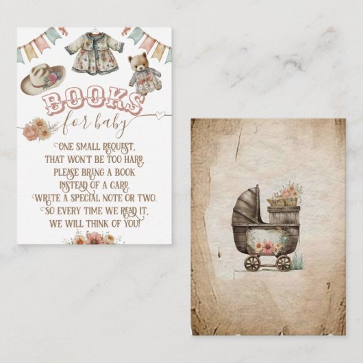 ボホ素朴ワイルドウエストベビーガールシャワーブック エンクロージャーカード (正面/裏面)