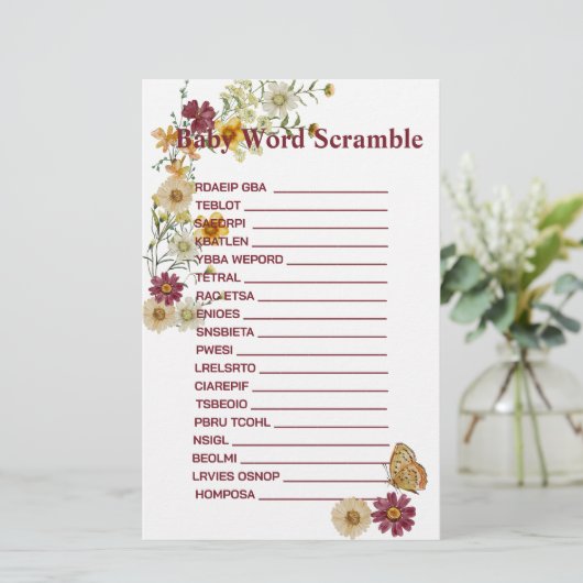 ボホ素朴ワイルドフラワーおむつラッフルカード (スタンド正面)