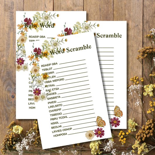 ボホ素朴ワイルドフラワーおむつラッフルカード