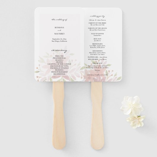 ボホ素朴ワイルドフラワーウォータカラープログラム ハンドファン (正面&裏面)