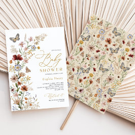 ボホ素朴ワイルドフラワーガーデンベイビーシャワー 招待状