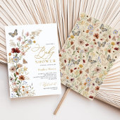 ボホ素朴ワイルドフラワーガーデンベイビーシャワー 招待状
