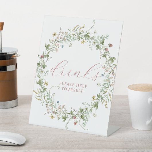 ボホ素朴ワイルドフラワーシャワードリンク看板 台座サイン (インサイチュ)