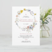 ボホ素朴ワイルドフラワーファースト聖餐式 招待状 (スタンド正面)