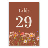 ボホ素朴ワイルドフラワーフローラ燃えたオレンジ結婚色 テーブルナンバー (裏面)