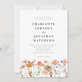 ボホ素朴ワイルドフラワーフローラQRコード 招待状 (正面)