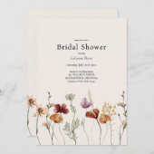ボホ素朴ワイルドフラワーブライダルシャワー 招待状 (正面/裏面)