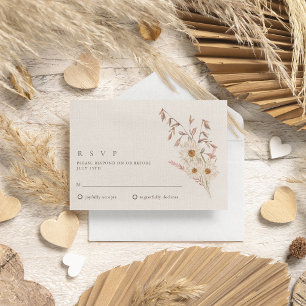 ボホ素朴ワイルドフラワーボヘミアン結婚ズ 出欠カード