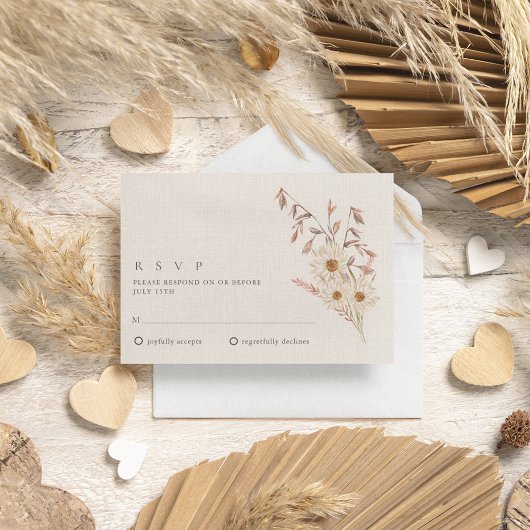 ボホ素朴ワイルドフラワーボヘミアン結婚ズ 出欠カード