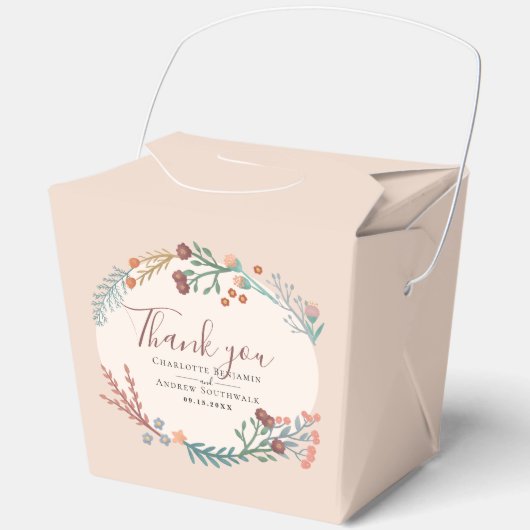 ボホ素朴ワイルドフラワーリース結婚ズ フェイバーボックス (正面)