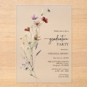ボホ素朴ワイルドフラワー卒業 アクリル招待状 (正面)