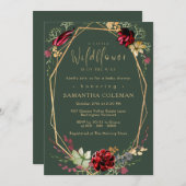 ボホ素朴ワイルドフラワー幾何学緑の赤ちゃんシャワー 招待状 (正面/裏面)