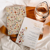 ボホ素朴ワイルドフラワー庭園の結婚式メニューカード 招待状