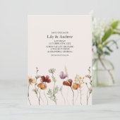 ボホ素朴ワイルドフラワー日付を保存 招待状 (スタンド正面)
