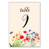 ボホ素朴ワイルドフラワー水彩フローラ結婚ズ テーブルナンバー (裏面)