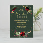 ボホ素朴ワイルドフラワー王室のグリーンブライダルシャワー 箔招待状 (立ち正面)