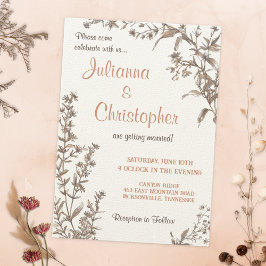 ボホ素朴ワイルドフラワー結婚ズ 招待状