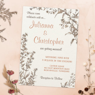 ボホ素朴ワイルドフラワー結婚ズ 招待状