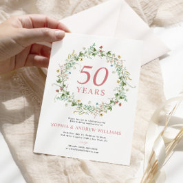 ボホ素朴ワイルドフラワー50結婚周年 招待状