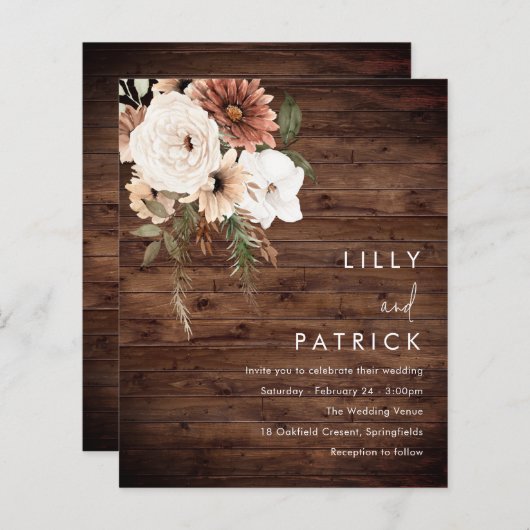 ボホ素朴ー予算結婚式招待状 (正面/裏面)