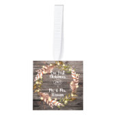 ボホ素朴ー初めてのクリスマスさん|ミセス3写真 キューブオーナメント (正面)