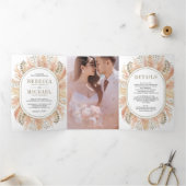 ボホ素朴乾燥パンパスグラス写真結婚ズ 三つ折り招待状 (内部)