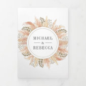 ボホ素朴乾燥パンパスグラス写真結婚ズ 三つ折り招待状 (カバー)