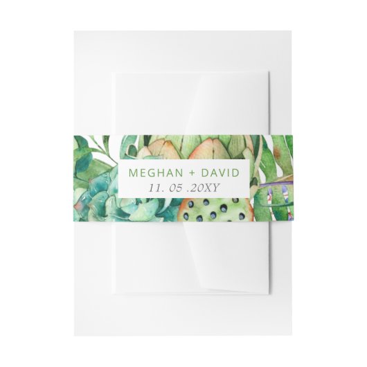 ボホ素朴吸汁性サボテン結婚ズ 招待状ベリーバンド (正面例)