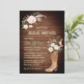 ボホ素朴女性のカーボーイフローラブーツブライダルシャワーll 招待状 (スタンド正面)