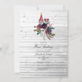 ボホ素朴梅赤ワイン試飲ブライダルシャワー 招待状 (正面)