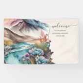 ボホ素朴水彩山結婚の旗 横断幕 (横)