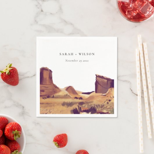 ボホ素朴水彩砂漠の風景結婚の スタンダードカクテルナプキン (インサイチュ)