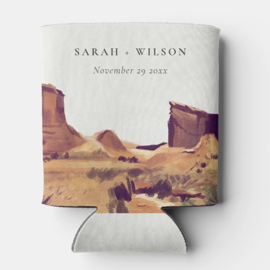 ボホ素朴水彩砂漠の風景結婚の 缶クーラー (裏面)