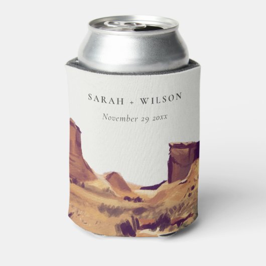 ボホ素朴水彩砂漠の風景結婚の 缶クーラー (缶裏面)