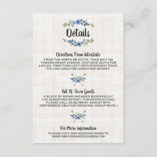 ボホ素朴矢印とフローラ詳細/方向 エンクロージャーカード (正面)