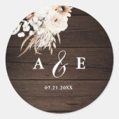 ボホ素朴秋の花結婚の数 ラウンドシール (正面)