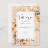 ボホ素朴秋インラブラストフローラブライダルシャワー 招待状 (正面)