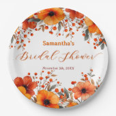 ボホ素朴秋オレンジフローラベリーブライダルシャワー ペーパープレート (正面)